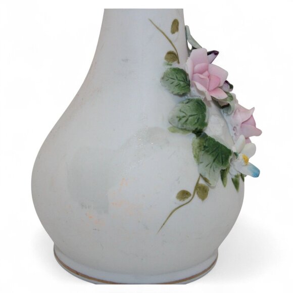 Lefton China Hand Painted Porcelain Pitcher Vase W/ Floral Details 7" Tall Japan - Picture 3 of 9